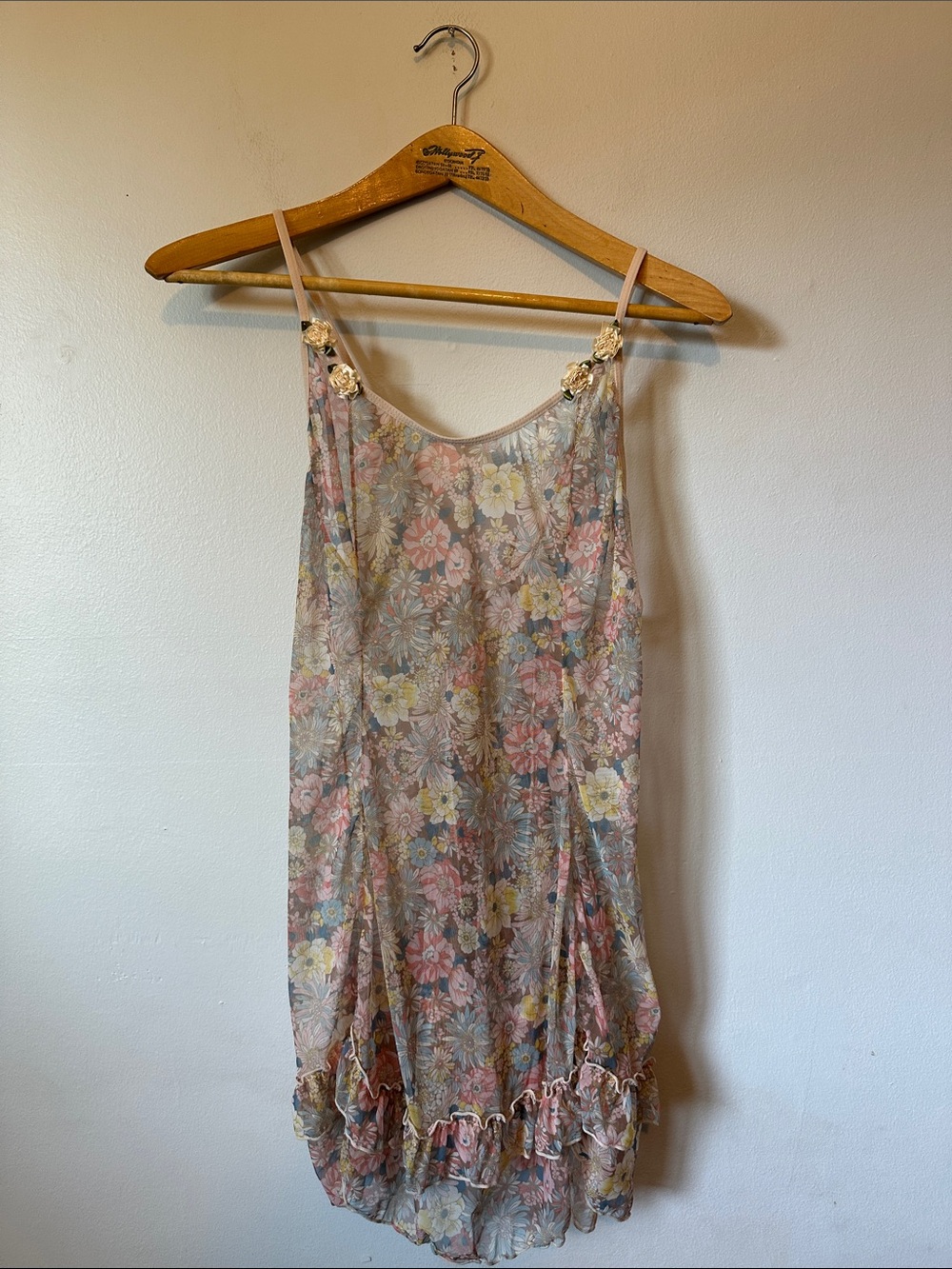 Vintage Sheer Floral Slip Dress Soft Girl 90s Chic - Picture 2 of 9